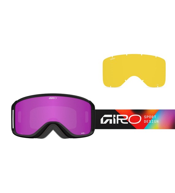 Gogle zimowe GIRO SAGEN BLACK ANGLES (OTG) (Cylindryczne) (szyba AMBER PINK 19-42% S2 + szyba YELLOW 80-99% S0) (NEW 2025/2026)