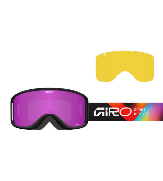 Gogle zimowe GIRO SAGEN BLACK ANGLES (OTG) (Cylindryczne) (szyba AMBER PINK 19-42% S2 + szyba YELLOW 80-99% S0) (NEW 2025/2026)