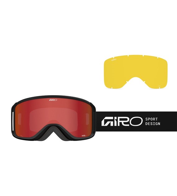 Gogle zimowe GIRO SAGEN BLACK STACKED (OTG) (Cylindryczne) (szyba AMBER SCARLET 19-42% S2 + szyba YELLOW 80-99% S0) (NEW 2025/2026)