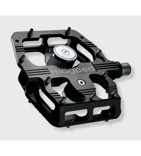 Pedały MAGPED GRAVITY 150NM (Enduro, Downhill), Magnetyczne z blokami, Siła magnesu 150Nm dla rowerzystów <80kg, Czarne, Waga 488g (NEW)
