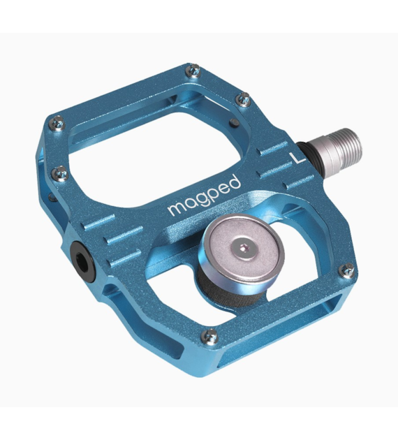 Pedały MAGPED SPORT2 BLUE 200NM (Gravel, Trekking, MTB), Magnetyczne z blokami, Siła magnesu 200Nm dla rowerzystów >75kg, Niebieskie, Waga 458g (NEW)