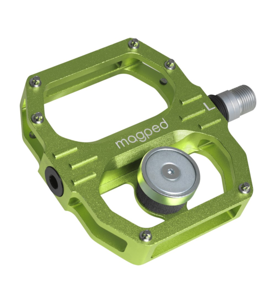 Pedały MAGPED SPORT2 GREEN 200NM (Gravel, Trekking, MTB), Magnetyczne z blokami, Siła magnesu 200Nm dla rowerzystów >75kg, Zielone, Waga 458g (NEW)