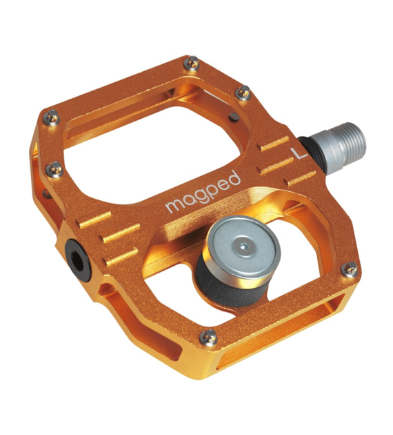 Pedały MAGPED SPORT2 ORANGE 150NM (Gravel, Trekking, MTB), Magnetyczne z blokami, Siła magnesu 150Nm dla rowerzystów 65-90kg, Pomarańczowe, Waga 440g (NEW)