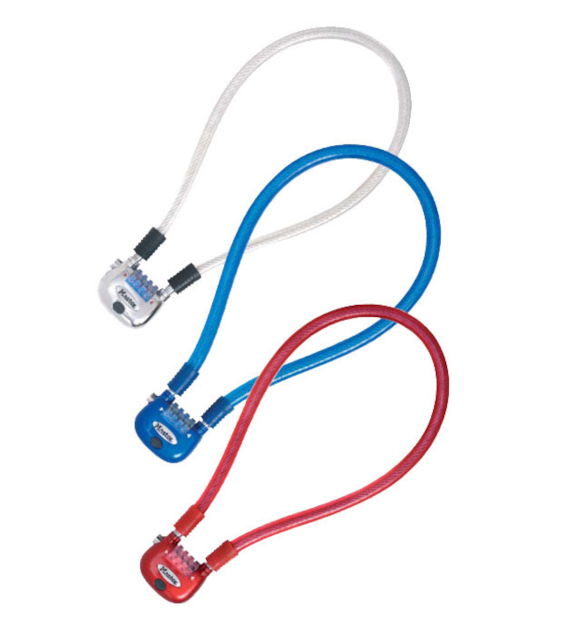 Zapięcie rowerowe MASTERLOCK QUANTUM 8213 12mm 60cm SZYFR LED podświetlone zestaw mix kolorów pudełko 4szt. (DWZ)