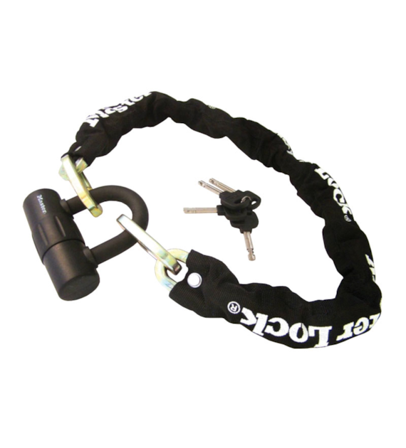 Zapięcie rowerowe MASTERLOCK QUANTUM 8234 ŁAŃCUCH 10mm 40mm 90cm kłódka sr.14mm KLUCZYK czarne (NEW)