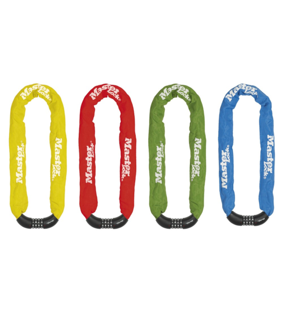 Zapięcie rowerowe MASTERLOCK QUANTUM 8392 ŁAŃCUCH 8mm 40mm 90cm SZYFR zestaw mix kolorów pudełko 6szt. (NEW)