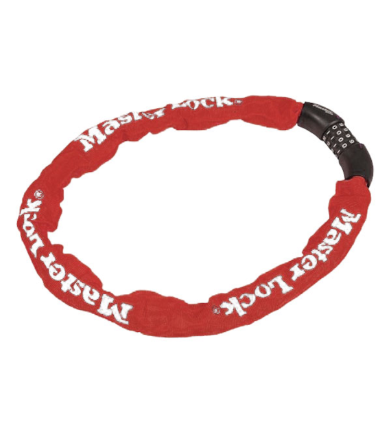 Zapięcie rowerowe MASTERLOCK QUANTUM 8392 ŁAŃCUCH 8mm 40mm 90cm SZYFR czerwone (NEW)