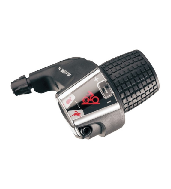 Manetka MICROSHIFT, Prawa, 7.rzędowa, Kompatybilna z Shimano, Twist Shifter, Optyczny Wskaźnik Przełożeń (NEW)