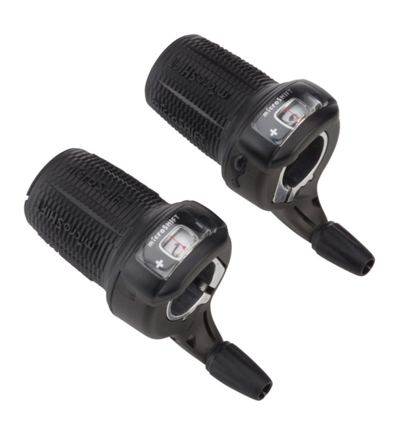 Manetki MICROSHIFT, Para, 8.rzędowe(3x8), Kompatybilne z Shimano, Twist Shifter, Optyczny Wskaźnik Przełożeń (NEW)