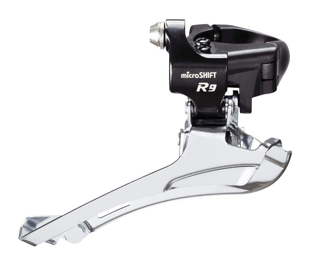 Przerzutka Przednia MICROSHIFT R9, 9.rzędowa(2x9), Kompatybilna z Shimano, Mocowanie Obejma, Zęby Górne 46-52T, Pojemność 16T (NEW)