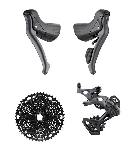 Grupa gravelowa MICROSHIFT SWORD PK-G7000-B, 1x10, Zestaw Klamkomanetki Tylna przerzutka Kaseta 48T, Bez korby (NEW)