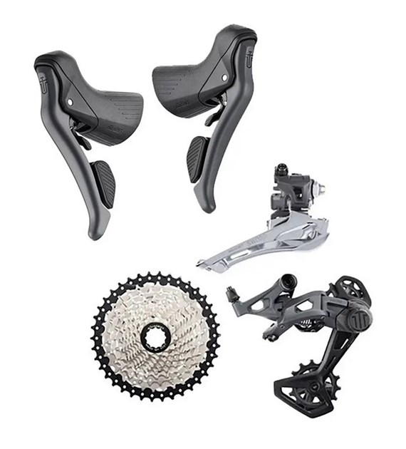 Grupa gravelowa MICROSHIFT SWORD PK-G7020-B, 2x10, Zestaw Klamkomanetki Tylna przerzutka Przednia przerzutka Kaseta 38T, Bez korby (NEW)