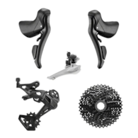Grupa gravelowa MICROSHIFT SWORD BLACK PK-G7920, 2x9, Zestaw Klamkomanetki Tylna przerzutka Przednia przerzutka Kaseta 38T, Bez korby (NEW)