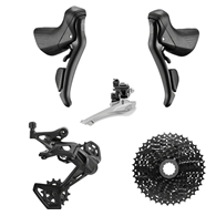 Grupa gravelowa MICROSHIFT SWORD BLACK PK-G7920, 2x9, Zestaw Klamkomanetki Tylna przerzutka Przednia przerzutka Kaseta 38T, Bez korby (NEW)