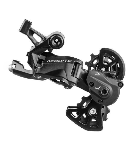 Przerzutka Tylna MICROSHIFT ACOLYTE SUPER SHORT CAGE, 8.rzędowa, Nie kompatybilna z Shimano, Super Krótki Wózek, Max. Tryb 34-38T, Pojemność 27T, Sprzęgło (NEW)