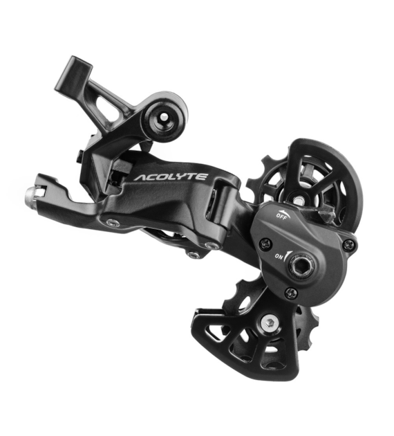 Przerzutka Tylna MICROSHIFT ACOLYTE SUPER SHORT CAGE, 8.rzędowa, Nie kompatybilna z Shimano, Super Krótki Wózek, Max. Tryb 34-38T, Pojemność 27T, Sprzęgło (NEW)