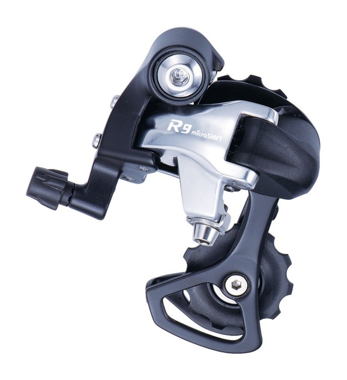 Przerzutka Tylna MICROSHIFT R9, 9-10.rzędowa(3x9/10), Kompatybilna z Shimano, Długi Wózek, Max. Tryb 25-28T, Pojemność 39T (NEW)