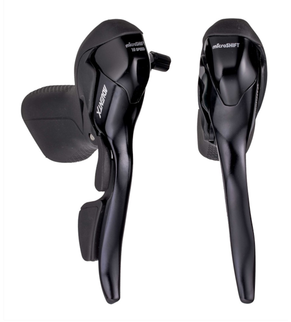 Klamkomanetki MICROSHIFT ADVENT X, Para, 10.rzędowe, Dual Control, Lewa Klamka Tylko z Dźwignią Hamulca, Niekompatybilne z Shimano, Czarne (NEW)