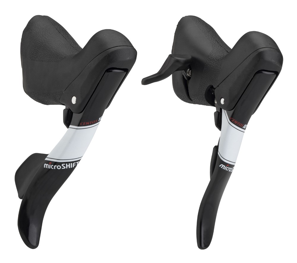 Klamkomanetki MICROSHIFT CENTOS, Para, 10.rzędowe(2x10), Kompatybilne z Shimano, Dual Control, Zebra (NEW)