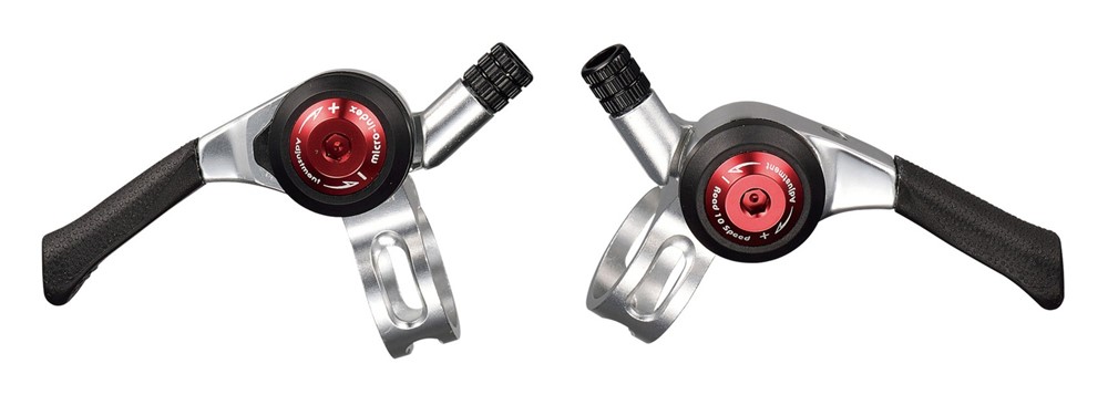 Manetki MICROSHIFT, Para, 10.rzędowe(2/3x10), Kompatybilne z Shimano, Thumb Shifter, Lewa: Friction Prawa: Indeksowanie (NEW)