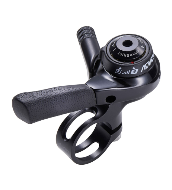 Manetka MICROSHIFT ADVENT, Prawa, 9.rzędowa, Niekompatybilna z Shimano, Thumb Shifter, Friction/Indeksowanie (NEW)