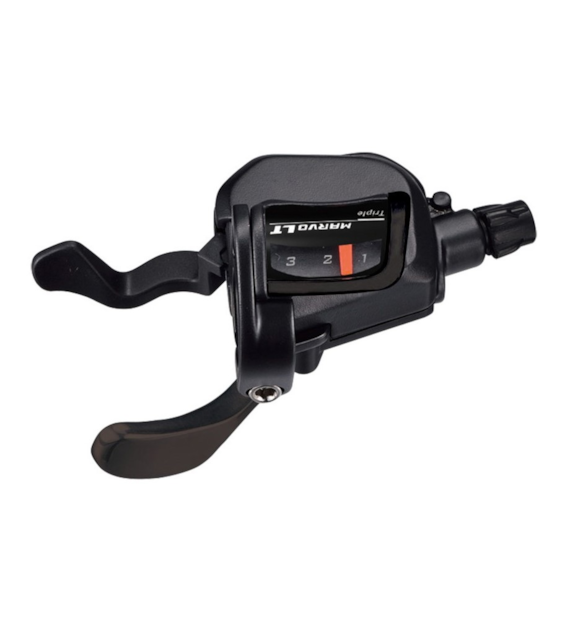 Manetka MICROSHIFT MARVO, Lewa, 3.rzędowa, Kompatybilna z Shimano, Xpress Trigger, Optyczny Wskaźnik Przełożeń (DWZ)