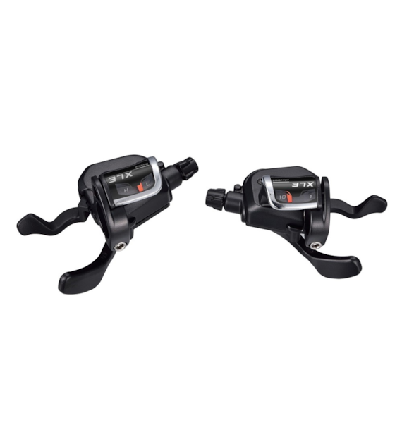 Manetki MICROSHIFT XLE, Para, 10.rzędowe(3x10), Kompatybilne z Shimano, Xpress Trigger, Optyczny Wskaźnik Przełożeń (DWZ)