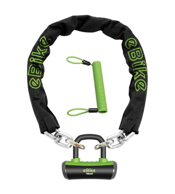 Zapięcie rowerowe do e-bike ONGUARD MASTIFF 8019E ŁAŃCUCH + ULOCK, Wymiary: 10mm x 110cm, 5x Kluczy z kodem + U-LOCK ⌀14mm (NEW)