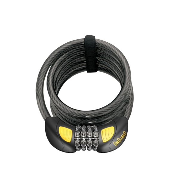 Zapięcie rowerowe ONGUARD DOBERMAN 8031GLO LINKA SPIRALNA + SZYFR, Wymiary: 185cm x 12mm, Szyfr z mikropodświetleniem (NEW)