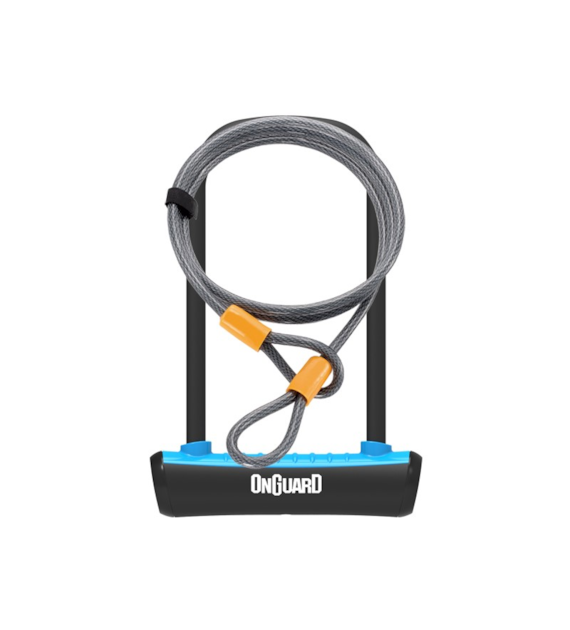 Zapięcie rowerowe ONGUARD NEON 8154BU U-LOCK + LINKA - ⌀ 11mm, Wymiary: 115mm x 230mm - uchwyt + 2x Klucze + LINKA 10mm x 120cm Niebieskie (NEW)