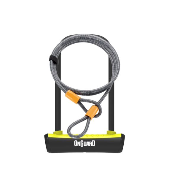 Zapięcie rowerowe ONGUARD NEON 8154YL U-LOCK + LINKA - ⌀ 11mm, Wymiary: 115mm x 230mm - uchwyt + 2x Klucze + LINKA 10mm x 120cm Żółte (NEW)