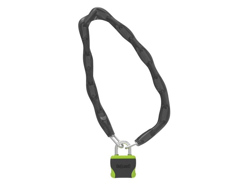 Zapięcie rowerowe ONGUARD MASTIFF 8242GR ŁAŃCUCH 120cm*6mm - 5 x Klucze z kodem - kłódka 8mm czarny/zielone