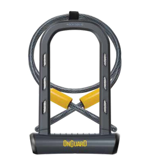 Zapięcie rowerowe ONGUARD ROCK SOLID STD DT 8604 U-LOCK + CABLE - ⌀15mm, Wymiary: 115mm x 230mm, 5 x Kluczy z kodem + LINKA 10mm x 120cm (NEW)