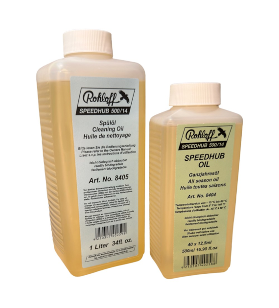 Zestaw olejów piasty na 40x wymian ROHLOFF OIL OF SPEEDHUB 500/14 - 1L SET FOR 40x OIL CHANGES (Olej czyszczący 1L + Olej całoroczny 500ml/40 Wymian) (NEW)