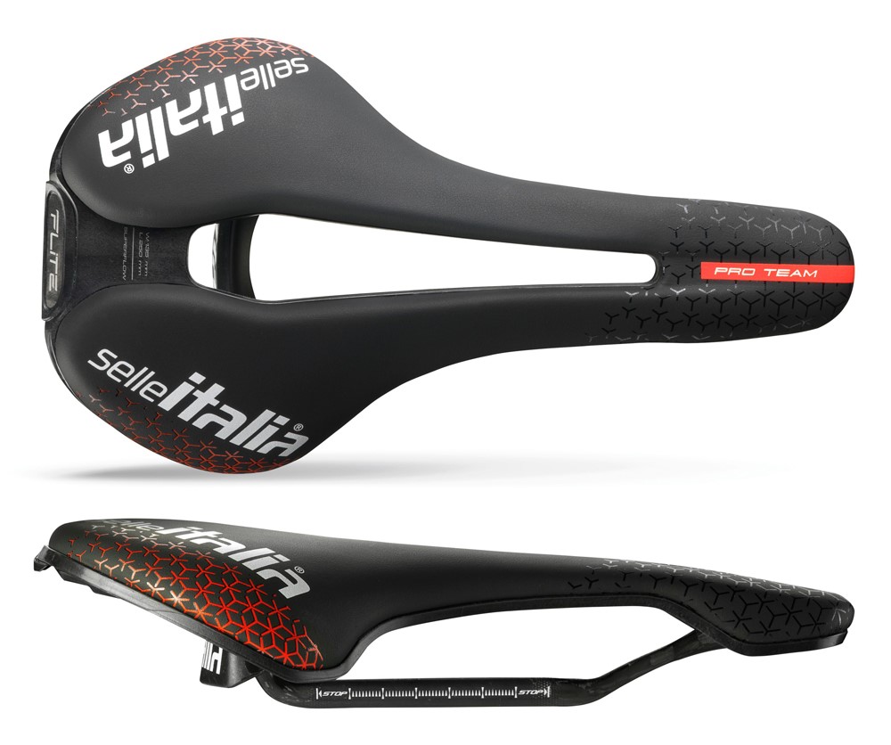 Siodło SELLE ITALIA FLITE BOOST PRO TEAM KIT CARBONIO SUPERFLOW S (id match S3), Carbon Rail+10mm, Fibra-Tek, 165g (DWZ)