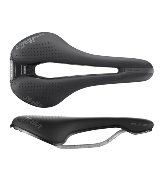 Siodło SELLE ITALIA FLITE BOOST GRAVEL TI316 SUPERFLOW S (id match S3), Pręty TI316, Waga 228g, Czarne (NEW)