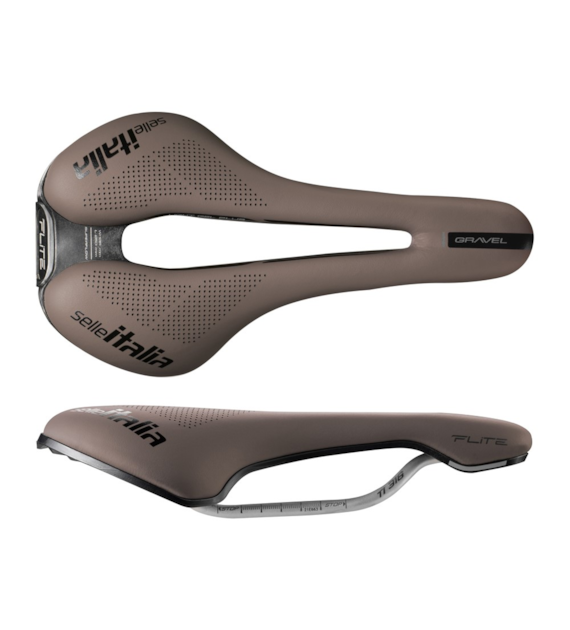 Siodło SELLE ITALIA FLITE BOOST GRAVEL TI316 SUPERFLOW S (id match S3), Pręty TI316, Waga 228g, Brązowe (NEW).