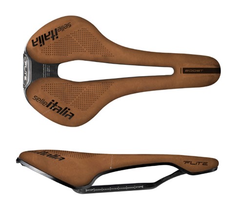 Siodło SELLE ITALIA FLITE BOOST KIT CARBONIO, Superflow L (id match L3), Carbon Rail+10mm, Nubuk Line Limited Edition (NEW)