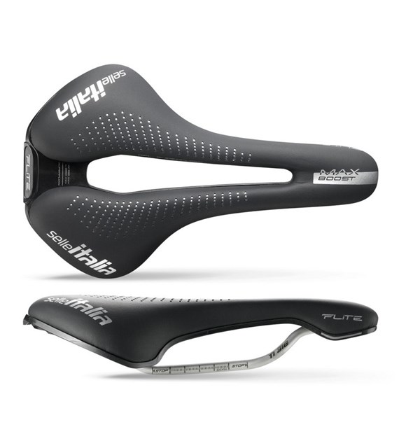 Siodło SELLE ITALIA MAX FLITE BOOST TI316 GEL SUPERFLOW L (id match L3) TI 316 Rail, Fibra-Tek, Light Gel, 234g (NEW)