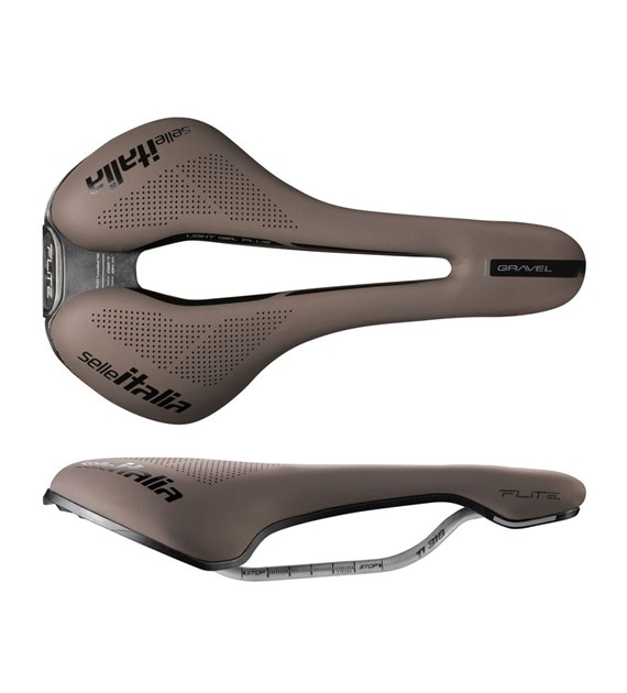 Siodło SELLE ITALIA FLITE BOOST GRAVEL TI316, Superflow L (id match - L3), TI 316 Rail, Fibra-Tek, Light Gel, 232g, Brązowe (NEW)