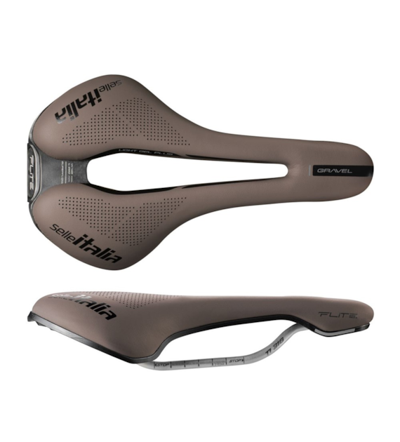 Siodło SELLE ITALIA FLITE BOOST GRAVEL TI316 SUPERFLOW L (id match L3), Pręty TI316, Waga 232g, Brązowe (NEW).