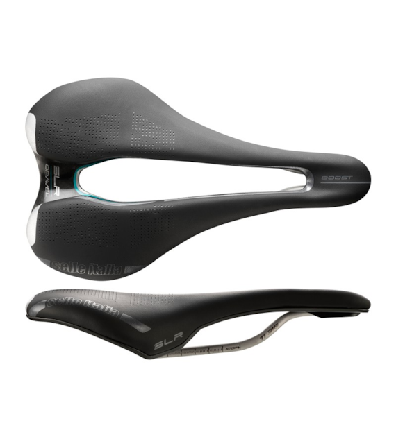 Siodło SELLE ITALIA SLR BOOST GRAVEL TI316 SUPERFLOW S (id match S3), Pręty TI316, Waga 204g, Czarne (NEW).