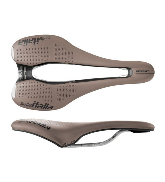 Siodło SELLE ITALIA SLR BOOST GRAVEL TI316 SUPERFLOW S (id match S3), Pręty TI316, Waga 204g, Brązowe (NEW).