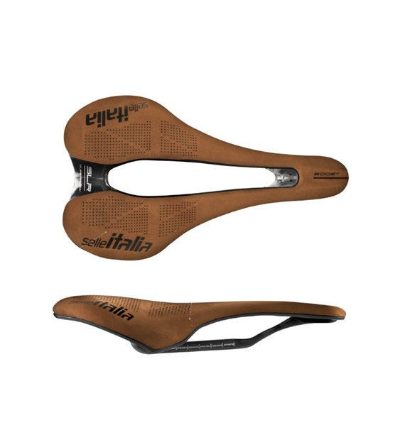 Siodło SELLE ITALIA SLR BOOST KIT CARBONIO SUPERFLOW S (id match S3), Pręty Carbon, Skóra Nubuk, Waga 122g, Limited Edition (NEW)