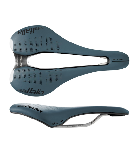 Siodło SELLE ITALIA SLR BOOST GRAVEL TI316 SUPERFLOW L (id match L3), Pręty TI316, Waga 209g, Niebieskie (NEW).