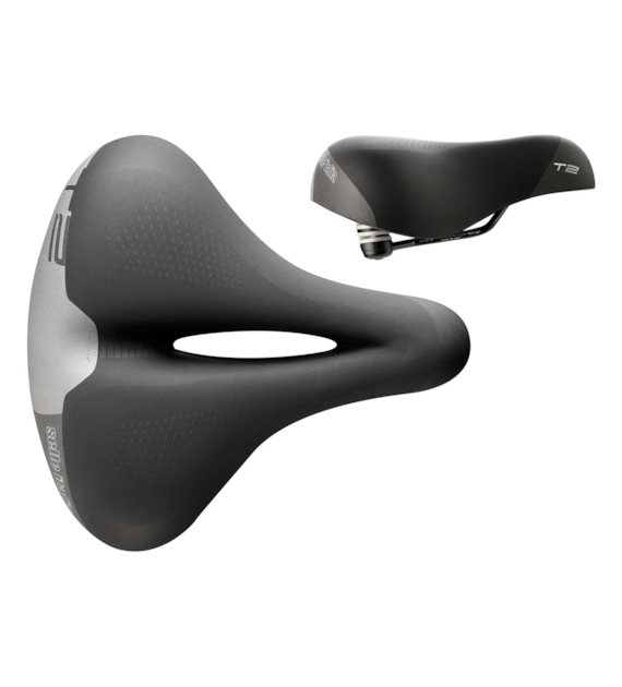 Siodło SELLE ITALIA SPORTOURING T 2 FLOW L2, 258x233mm, Pręty Fec Alloy, Hi-Viz, Żel, Elastomery, 671g (NEW).