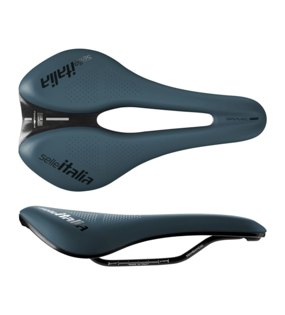 Siodło SELLE ITALIA NOVUS BOOST EVO GRAVEL TM SUPERFLOW L (id match L3), Pręty Manganese, Waga 242g, Niebieskie (NEW)