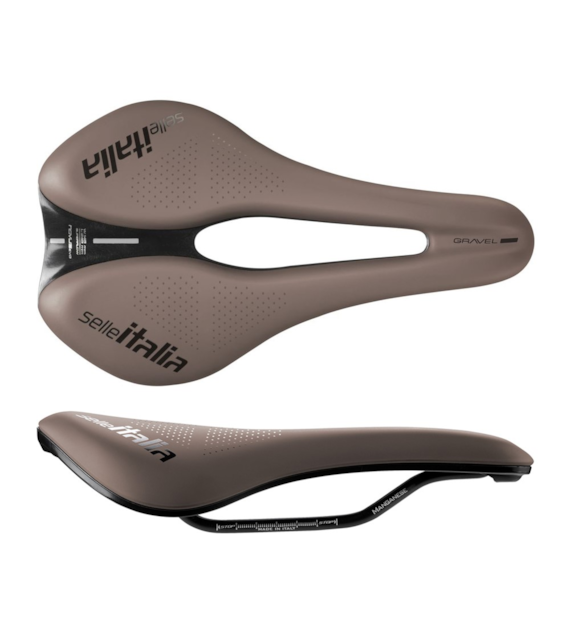 Siodło SELLE ITALIA NOVUS BOOST EVO GRAVEL TM SUPERFLOW L (id match L3), Pręty Manganese, Waga 242g, Brązowe (NEW)