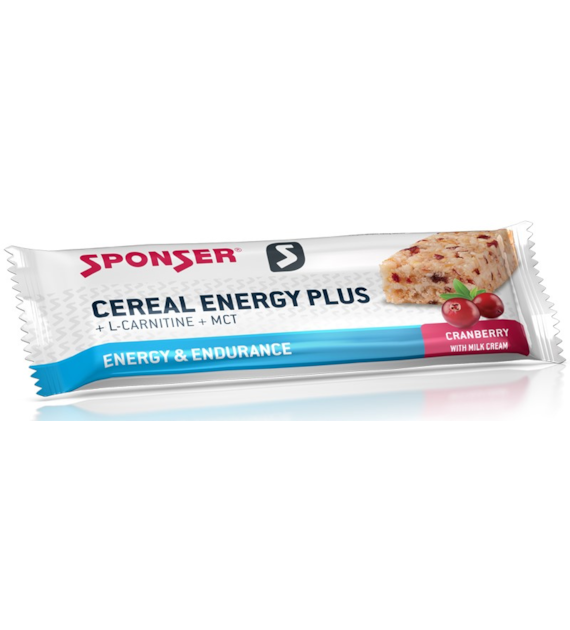Baton energetyczny SPONSER CEREAL ENERGY PLUS BAR żurawinowy (pudełko 15szt x 40g) (NEW)