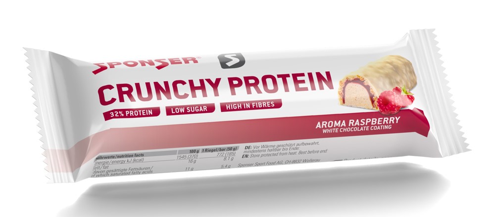 Baton proteinowy SPONSER CRUNCHY PROTEIN BAR malinowy (pudełko 12szt x 50g) (NEW)